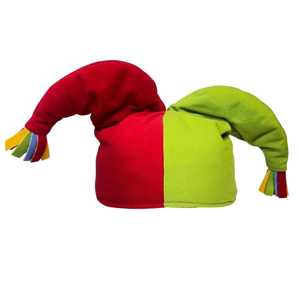 Jester Hat One Size Red Green Two Tone Tassel Costume Party Costume Clown Hat